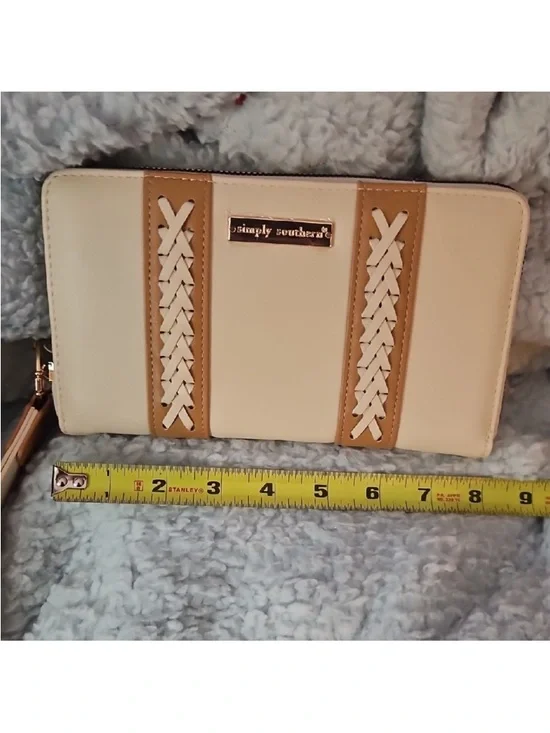 Simply Southern Cream & Tan Woven Wristlet Wallet full zipper NWTS - Picture 5 of 5